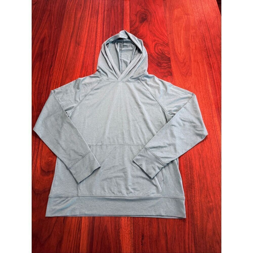 Runway Boy's Thumbhole Moisture Wicking Athletic Hoodie Sea Foam Blue Large
